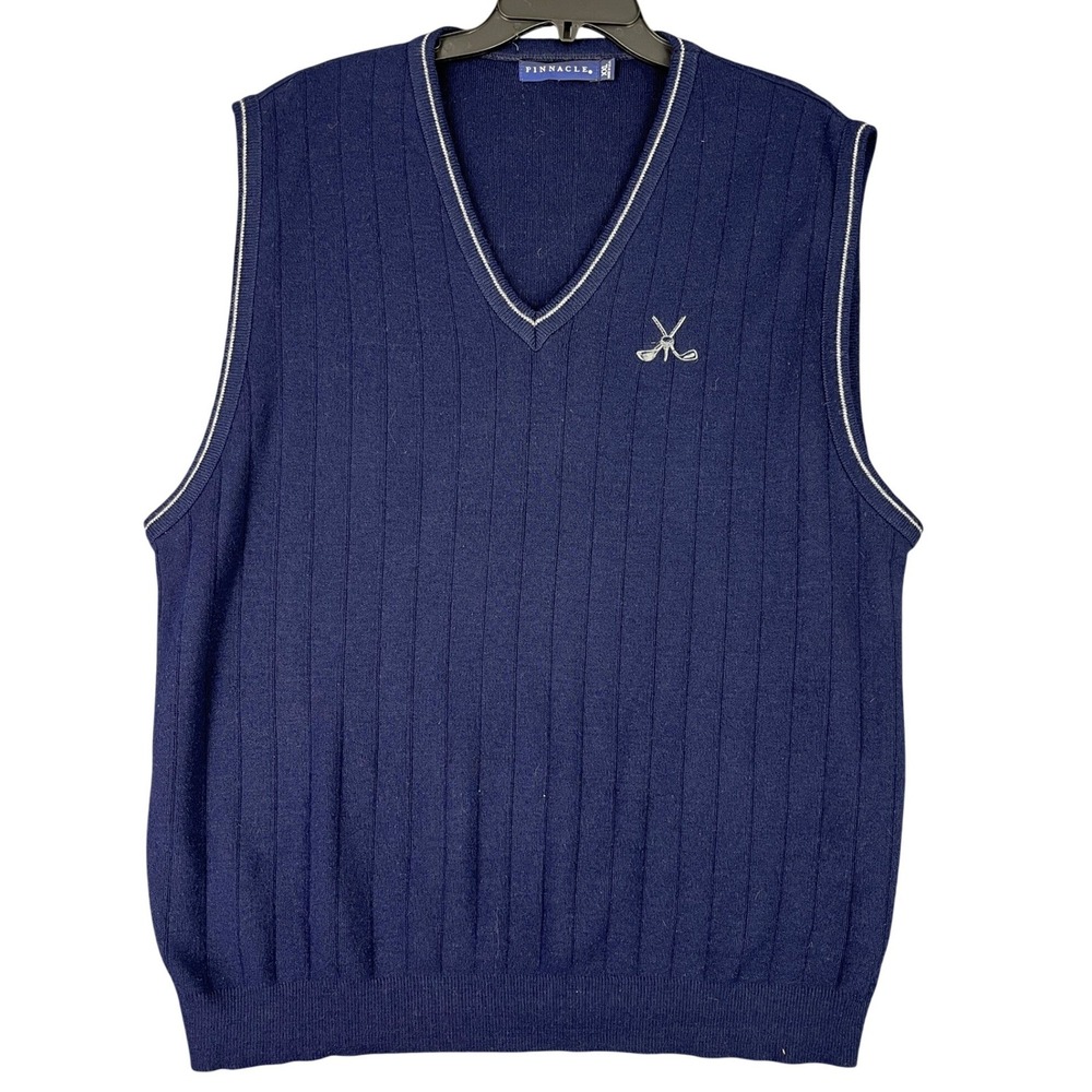 Vintage 90s Pinnacle Golf Sweater Vests‎ Ribbed Knit XXL Mens USA made